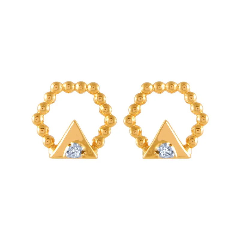 18k (750) Yellow Gold And Diamond Stud Earrings For Women