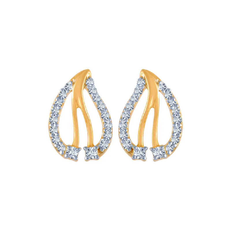 18k (750) Yellow Gold And Diamond Stud Earrings For Women