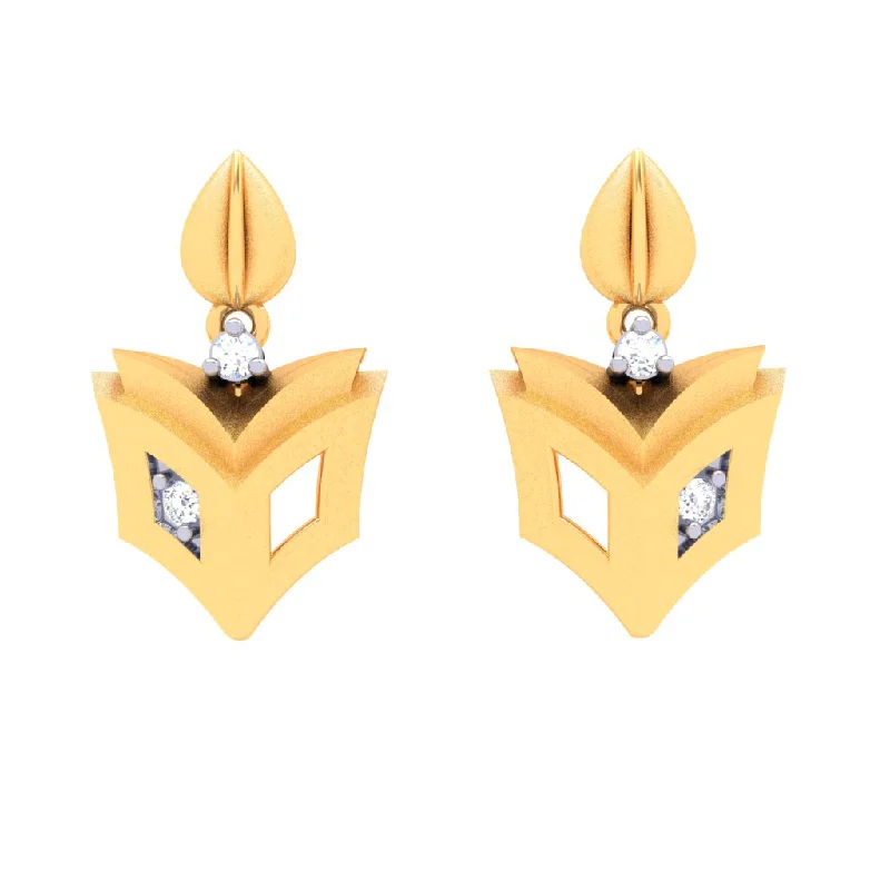 18k Book-shaped Gold & Diamond Drop Earrings From Diamond Collection