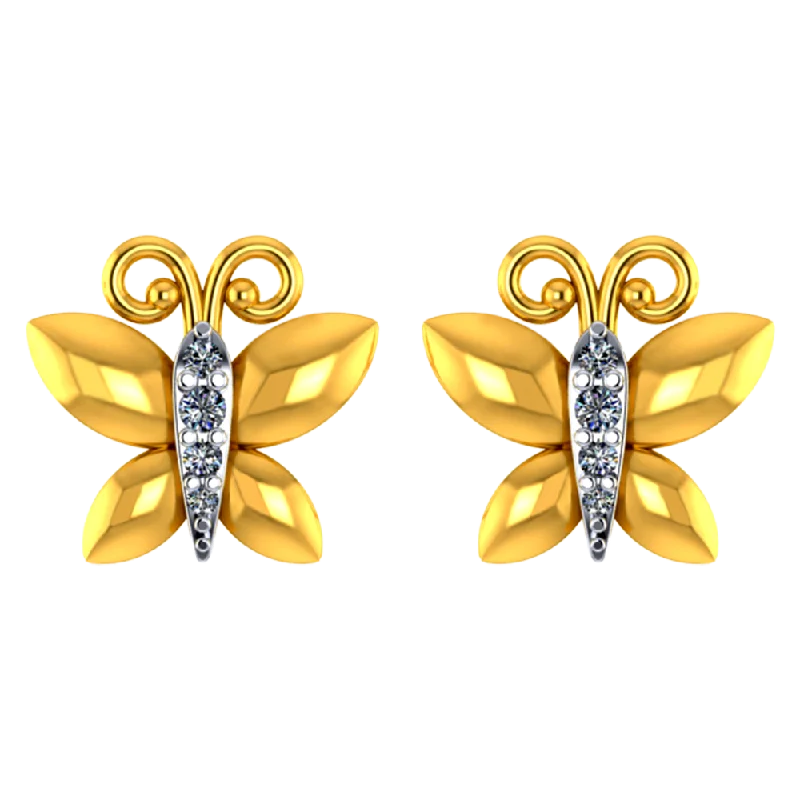 18k Butterfly Shaped Diamond Earrings With Intricate Detailing