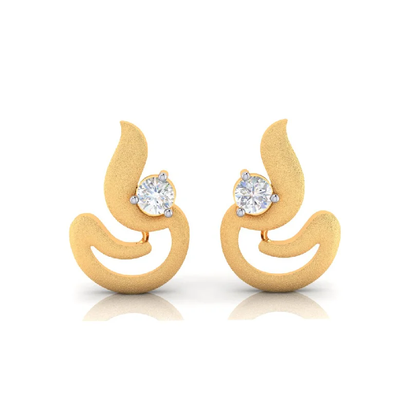 18k Dia Shape Gold Earrings With Diamond