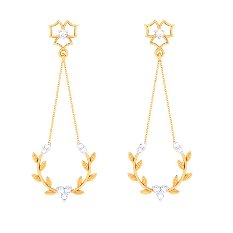 18k Leafy Design Diamond Earring With A Unique Flower Shape\
 Detail From Diamond Collection