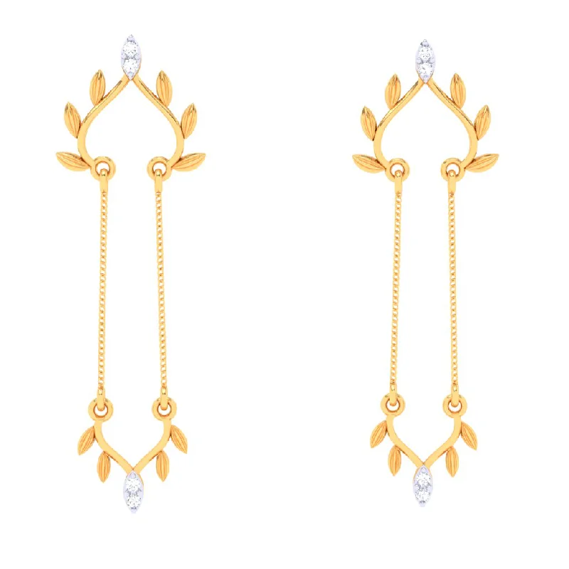 18k Leafy Design Drop Style Diamond Earring From\
diamond Collection