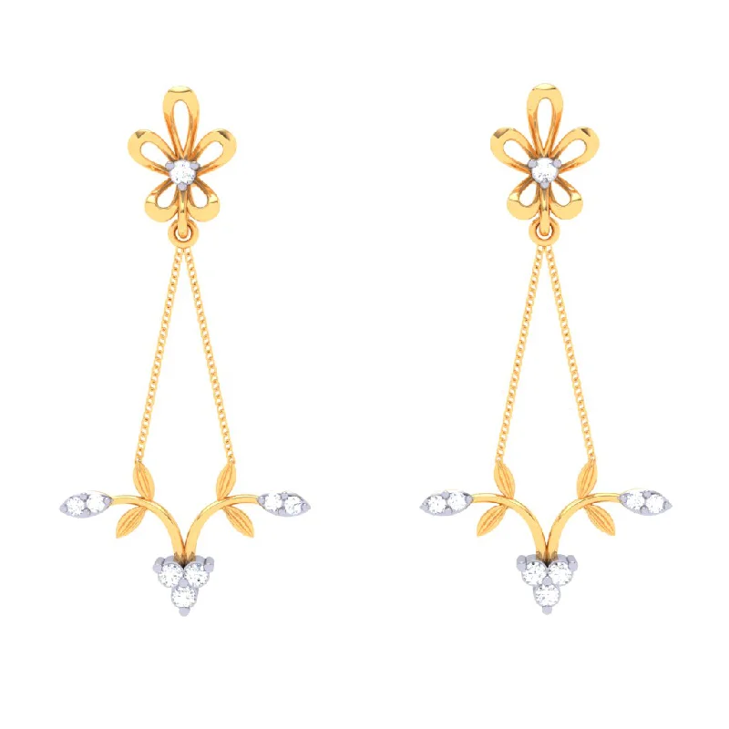 18k Leafy Design Drop Style Diamond Earring With A Unique \
flower Shape Detail From Diamond Collection