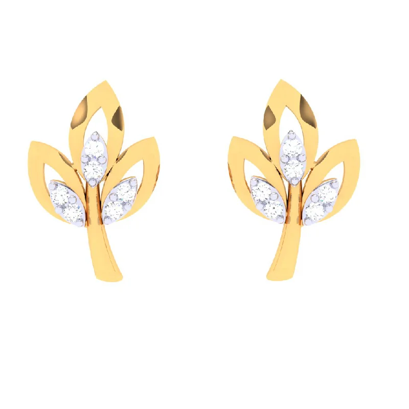 18k Leaves Shape Diamond Stud Earrings From\
diamond Collection