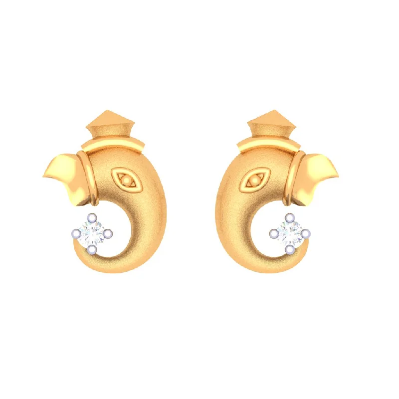 18k Lord Ganesha Diamond Earrings From Diamond Collection