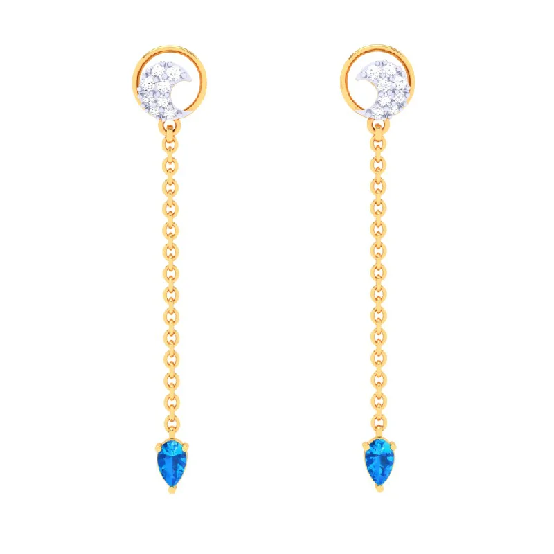 18k Semilunar Shaped Gold Diamond Earrings For Monsoon