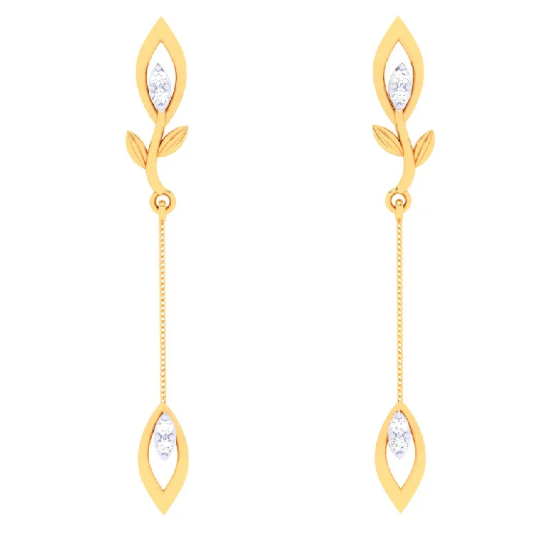 18k Sleek Diamond Earrings With A Leafy Design From Diamond Collection