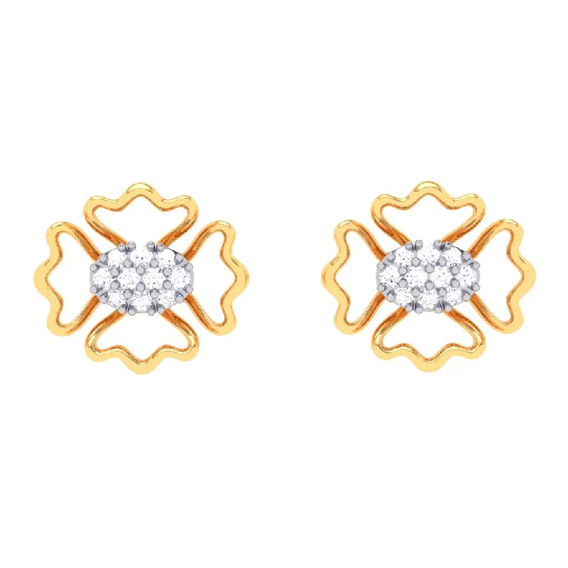 18k Unique Flower Shape Diamond Stud Earring From\
diamond Collection