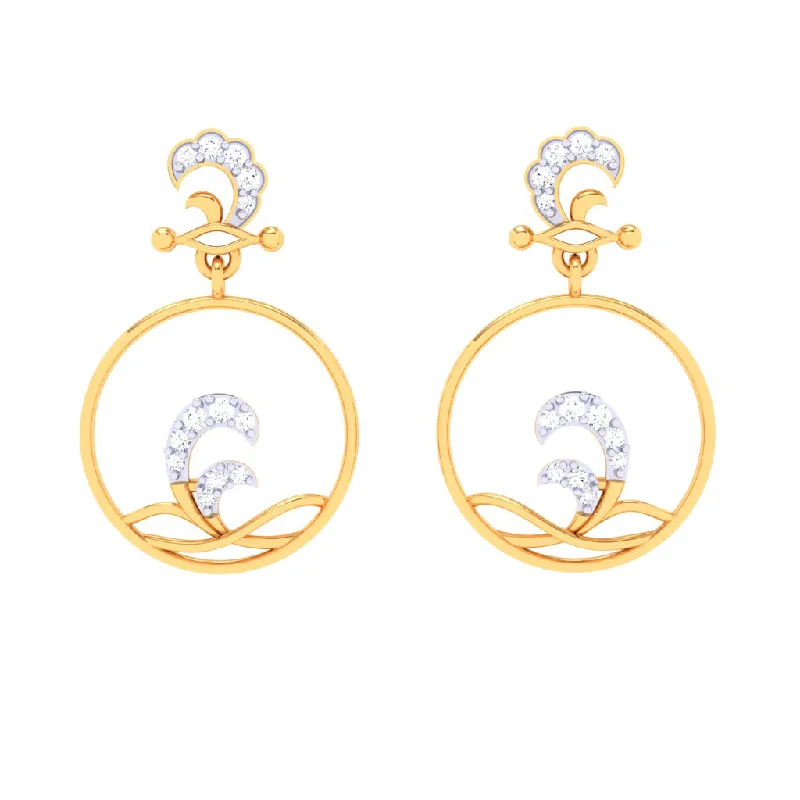 18k Water Droplet Themed Gold Diamond Earrings