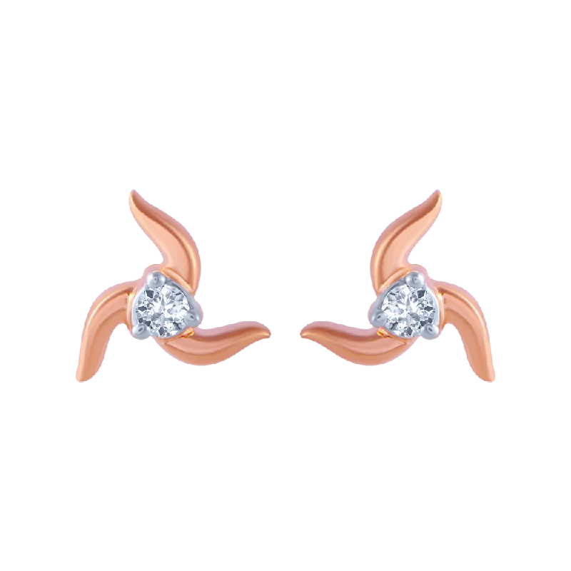 18KT (750) Rose Gold And Diamond Stud Earrings For Women