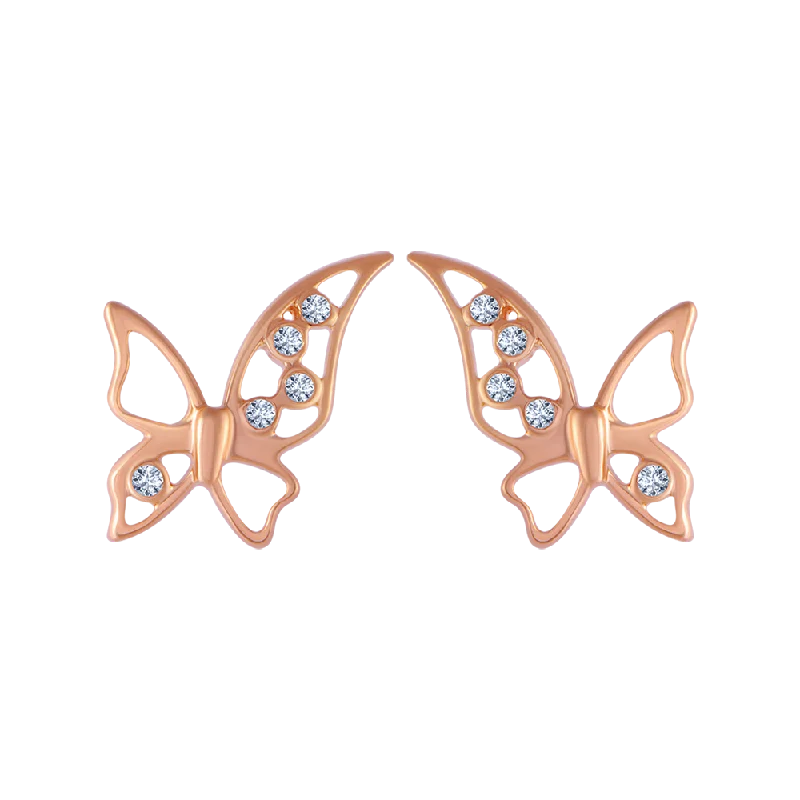 18KT (750) Rose Gold And Diamond Stud Earrings For Women