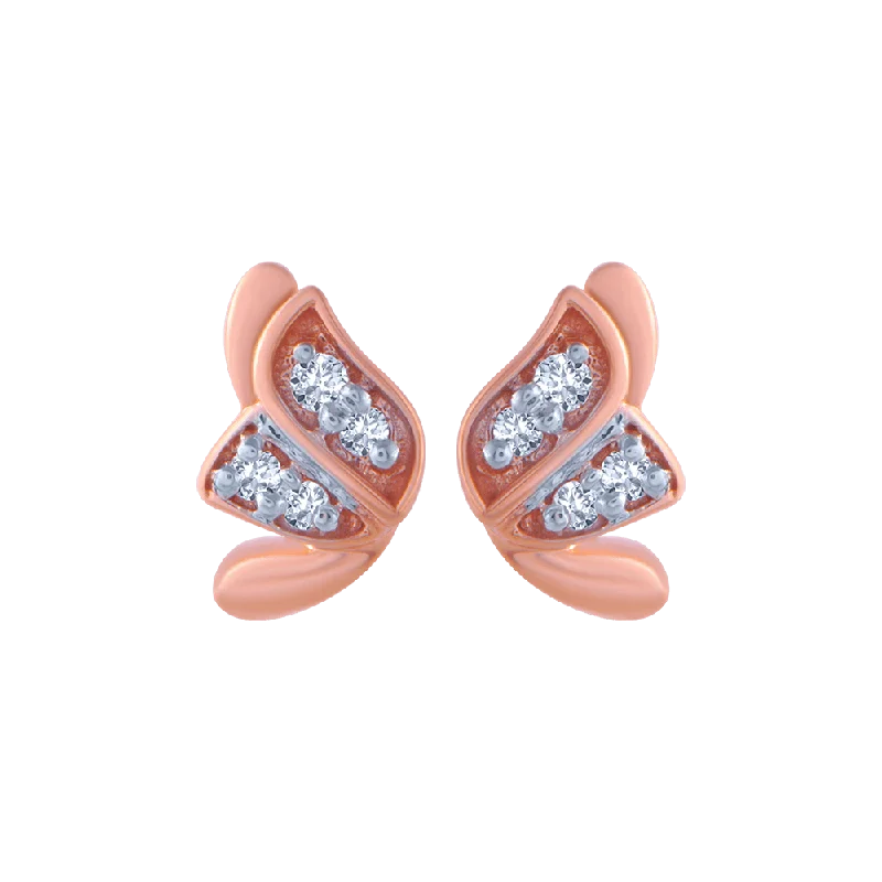 18KT (750) Rose Gold And Diamond Stud Earrings For Women