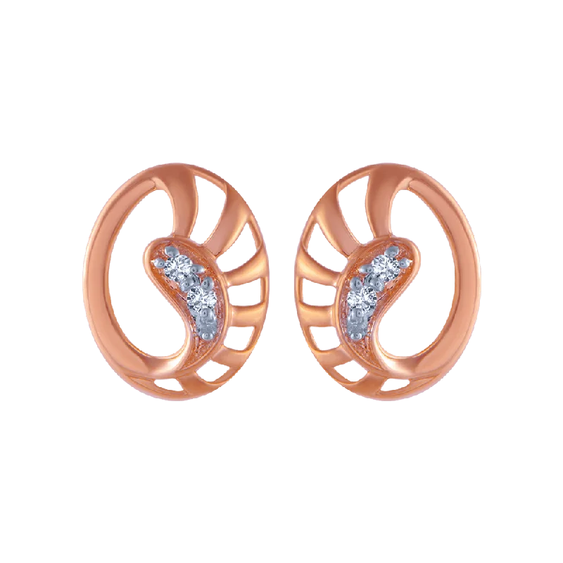 18KT (750) Rose Gold And Diamond Stud Earrings For Women