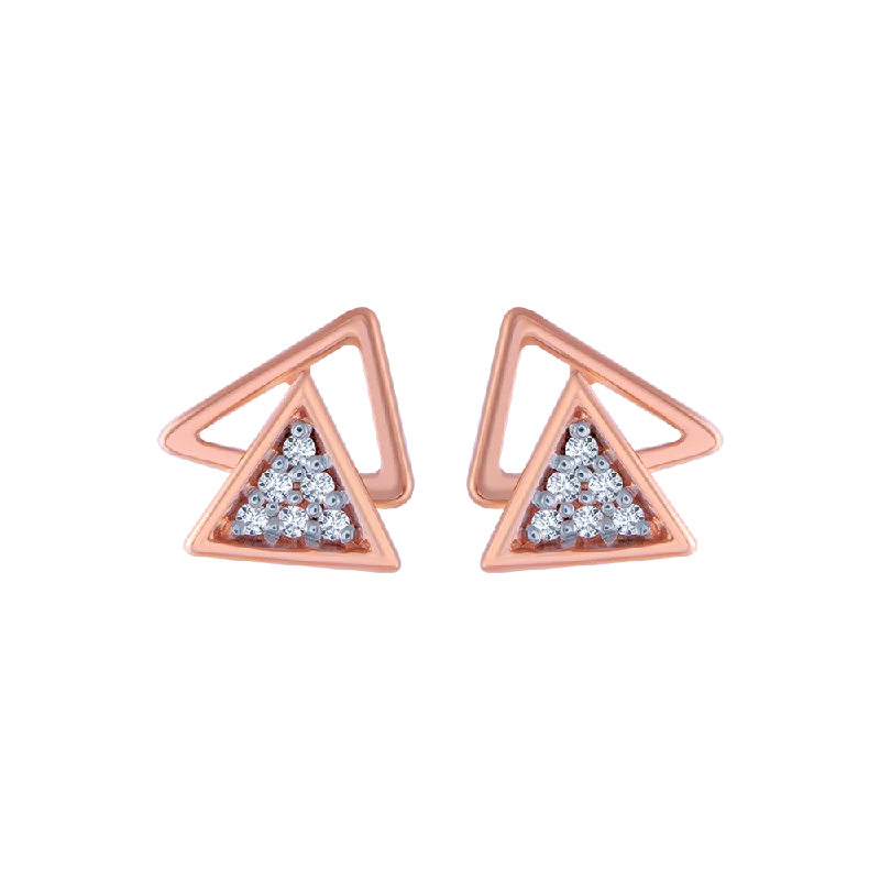 18KT (750) Rose Gold And Diamond Stud Earrings For Women