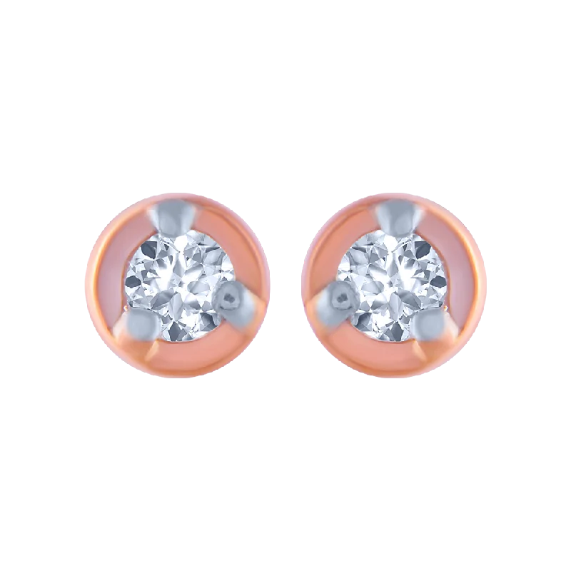 18KT (750) Rose Gold And Diamond Stud Earrings For Women