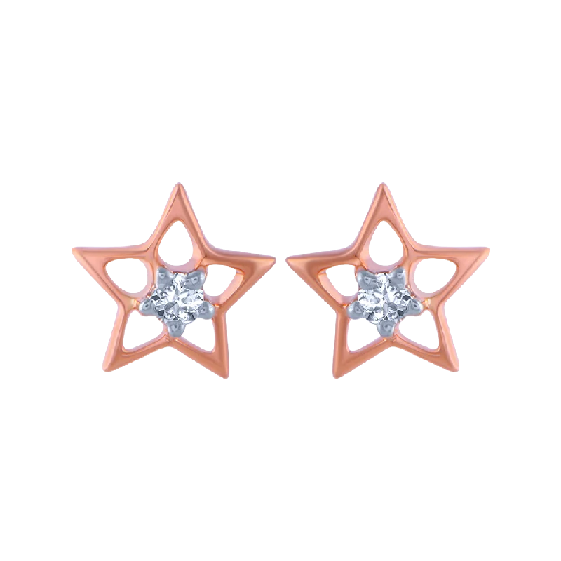 18KT (750) Rose Gold And Diamond Stud Earrings For Women