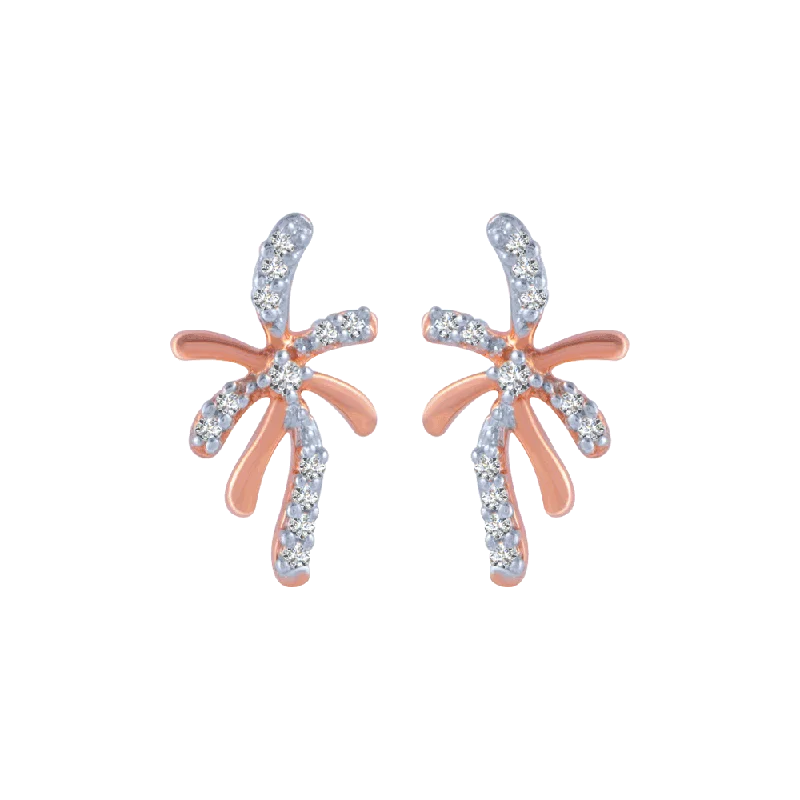 18KT (750) Rose Gold And Diamond Stud Earrings For Women