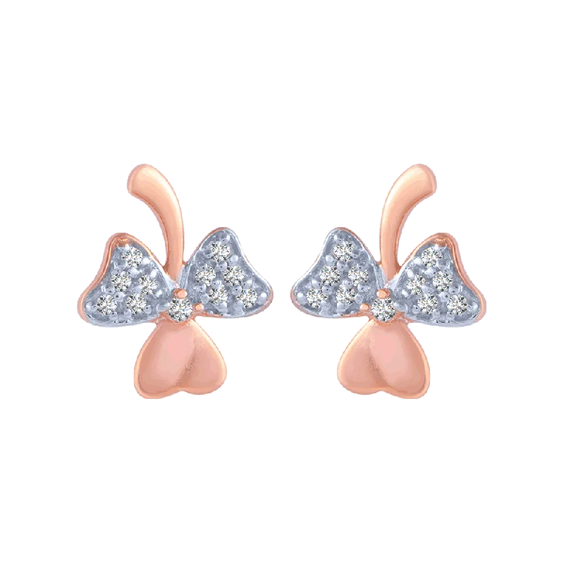 18KT (750) Rose Gold And Diamond Stud Earrings For Women