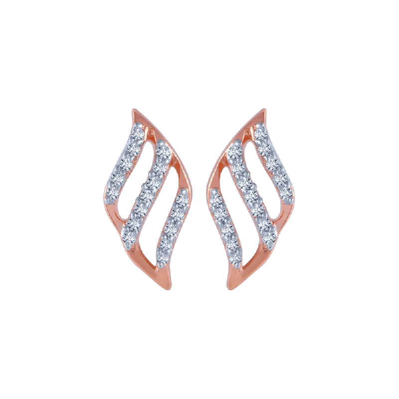 18KT (750) Rose Gold And Diamond Stud Earrings For Women