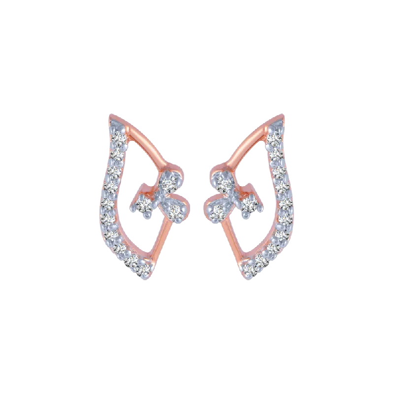 18KT (750) Rose Gold And Diamond Stud Earrings For Women