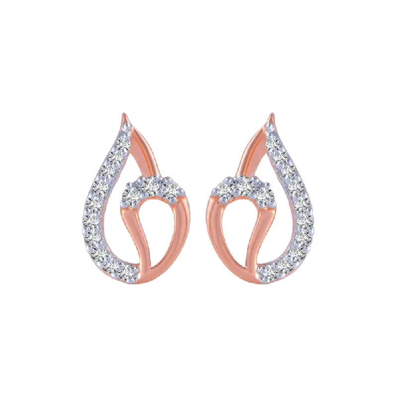 18KT (750) Rose Gold And Diamond Stud Earrings For Women