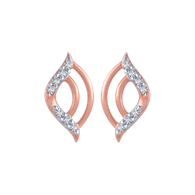 18KT (750) Rose Gold And Diamond Stud Earrings For Women