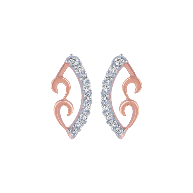 18KT (750) Rose Gold And Diamond Stud Earrings For Women