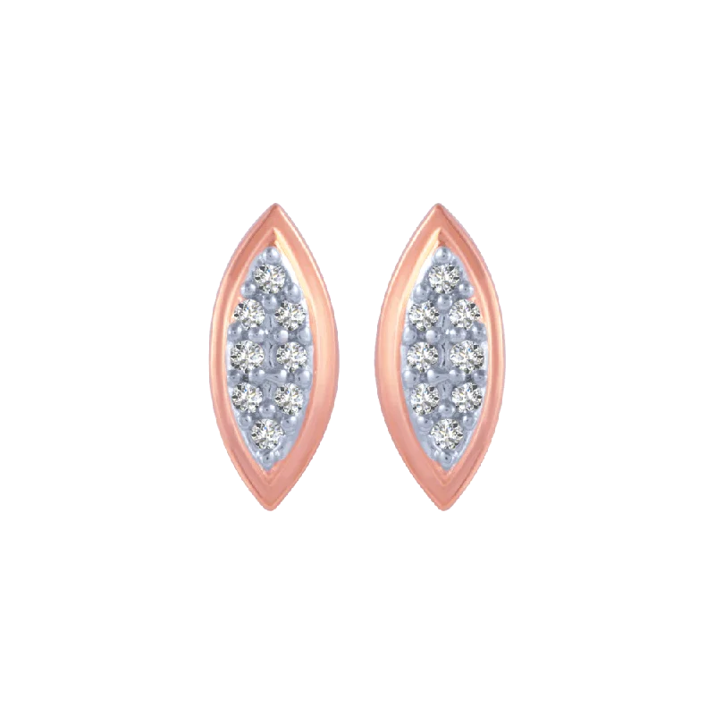 18KT (750) Rose Gold And Diamond Stud Earrings For Women