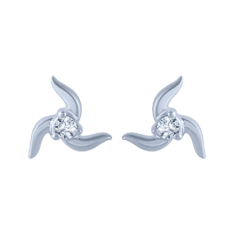 18KT (750) White Gold And Diamond Stud Earrings For Women