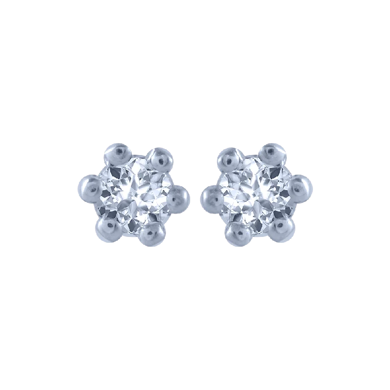 18KT (750) White Gold And Diamond Stud Earrings For Women