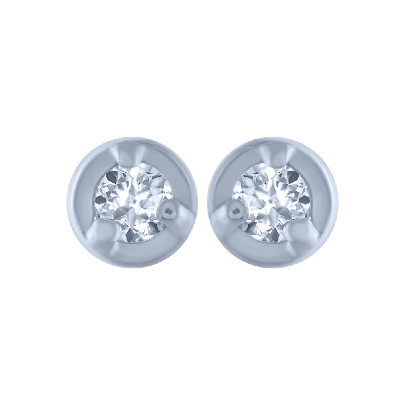 18KT (750) White Gold And Diamond Stud Earrings For Women