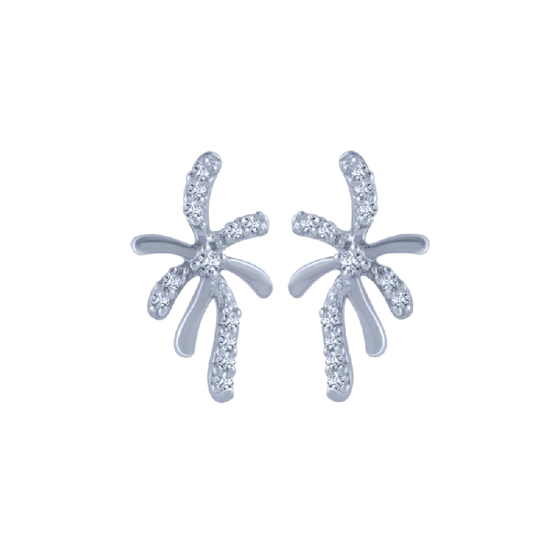 18KT (750) White Gold And Diamond Stud Earrings For Women