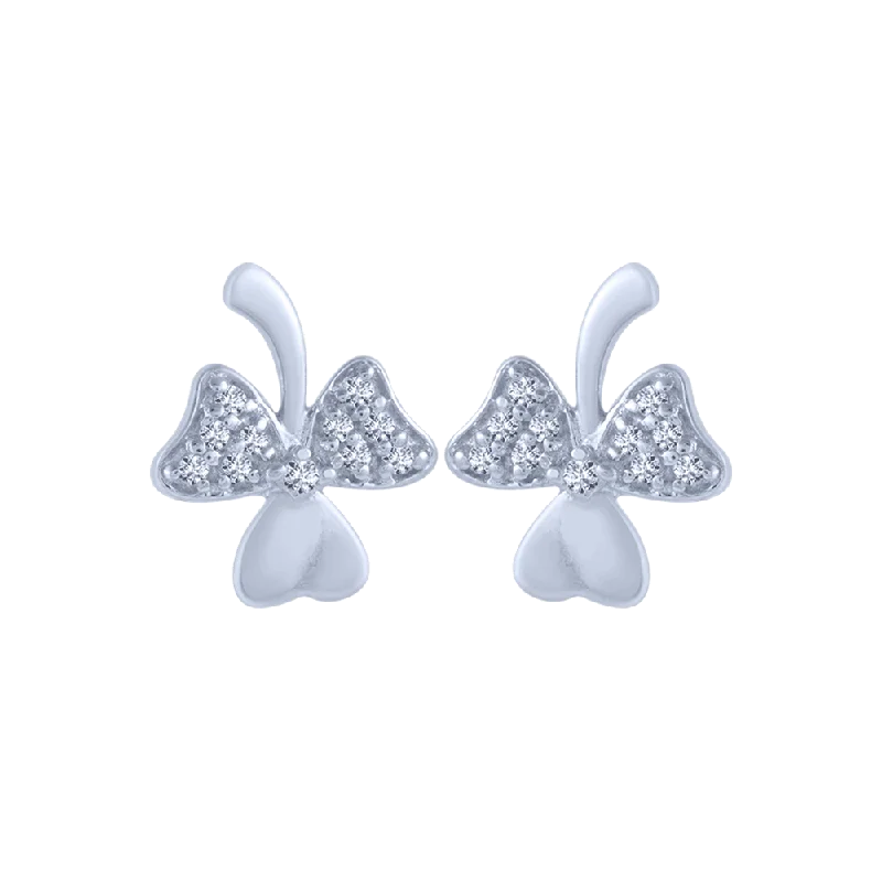 18KT (750) White Gold And Diamond Stud Earrings For Women