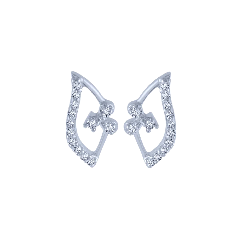 18KT (750) White Gold And Diamond Stud Earrings For Women