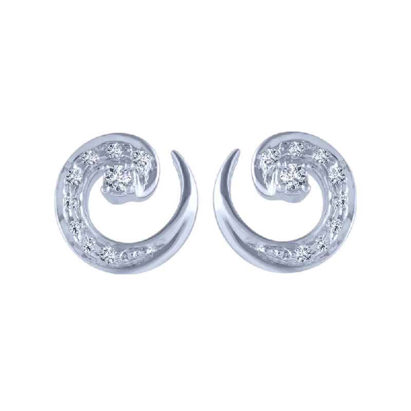 18KT (750) White Gold And Diamond Stud Earrings For Women