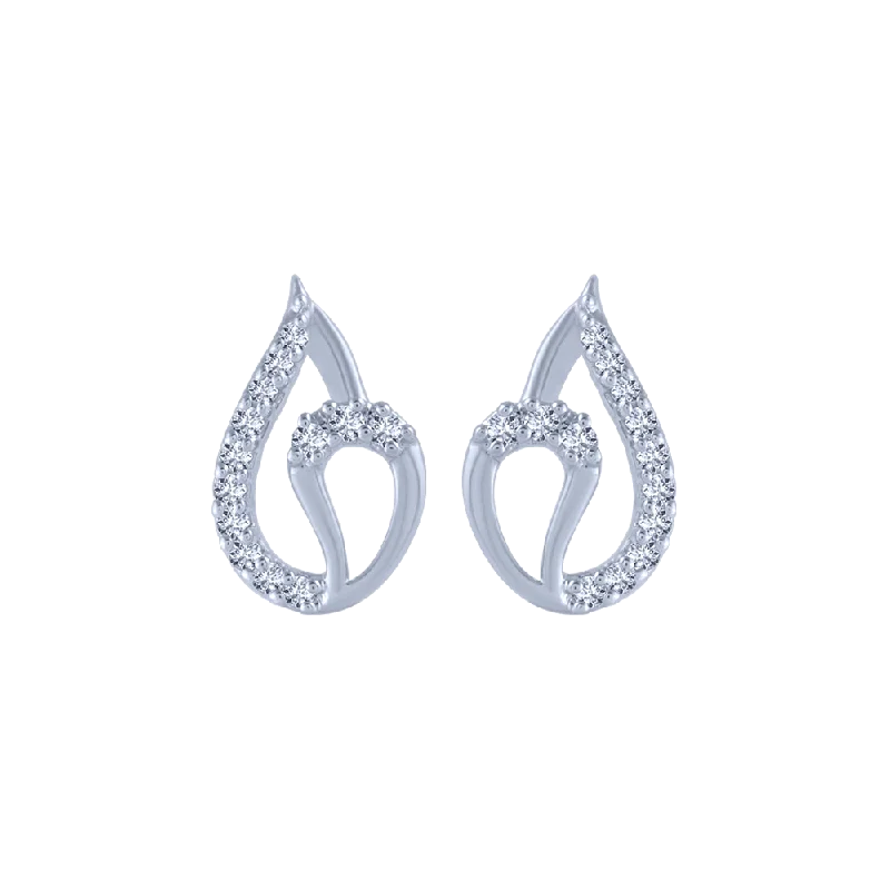 18KT (750) White Gold And Diamond Stud Earrings For Women