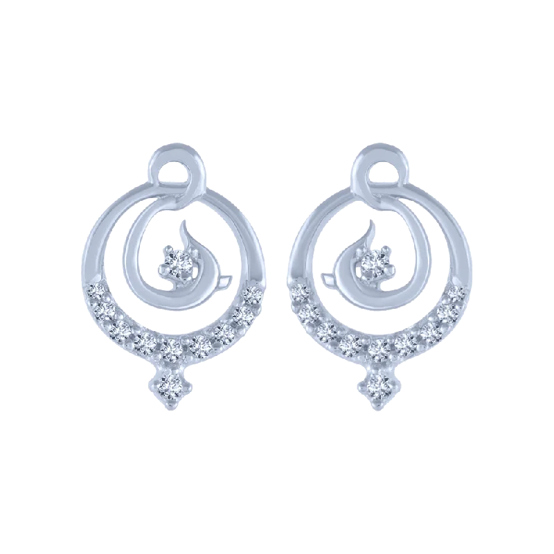 18KT (750) White Gold And Diamond Stud Earrings For Women