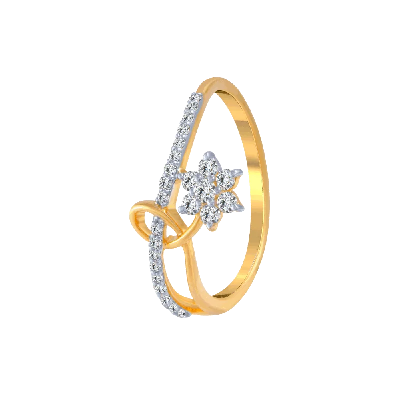 18KT (750) Yellow Gold And Diamond Ring For Women