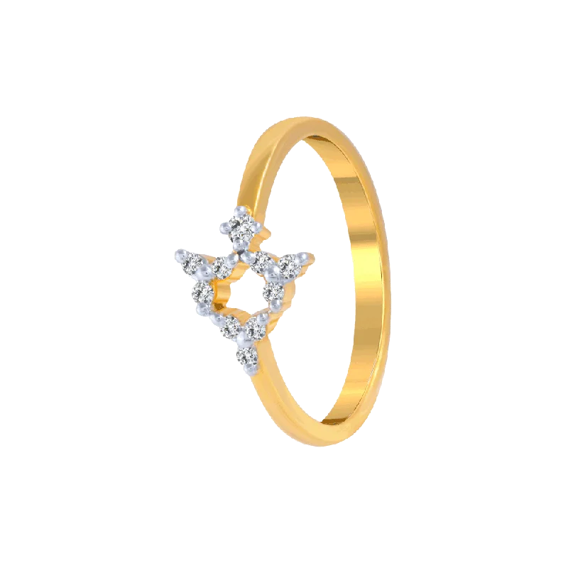 18KT (750) Yellow Gold And Diamond Ring For Women