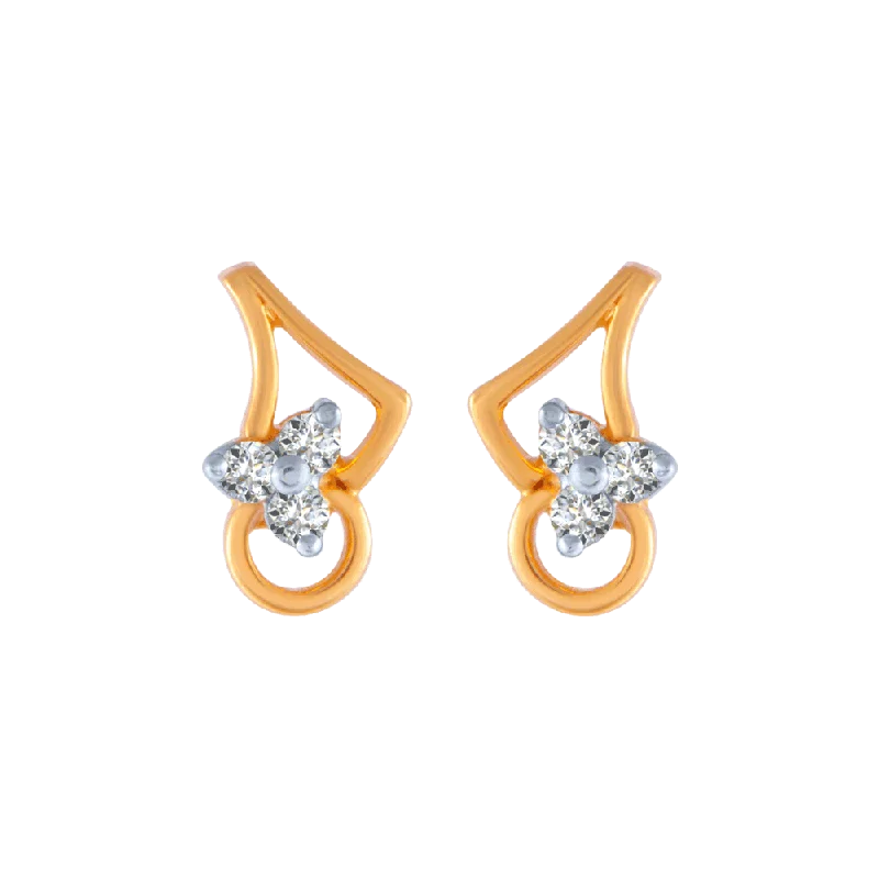 18KT (750) Yellow Gold And Diamond Stud Earrings For Women