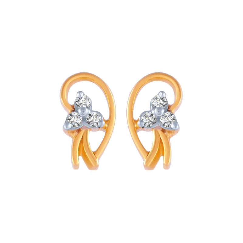 18KT (750) Yellow Gold And Diamond Stud Earrings For Women