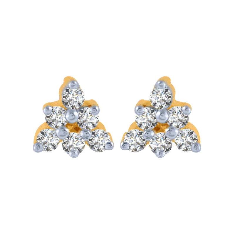 18KT (750) Yellow Gold And Diamond Stud Earrings For Women