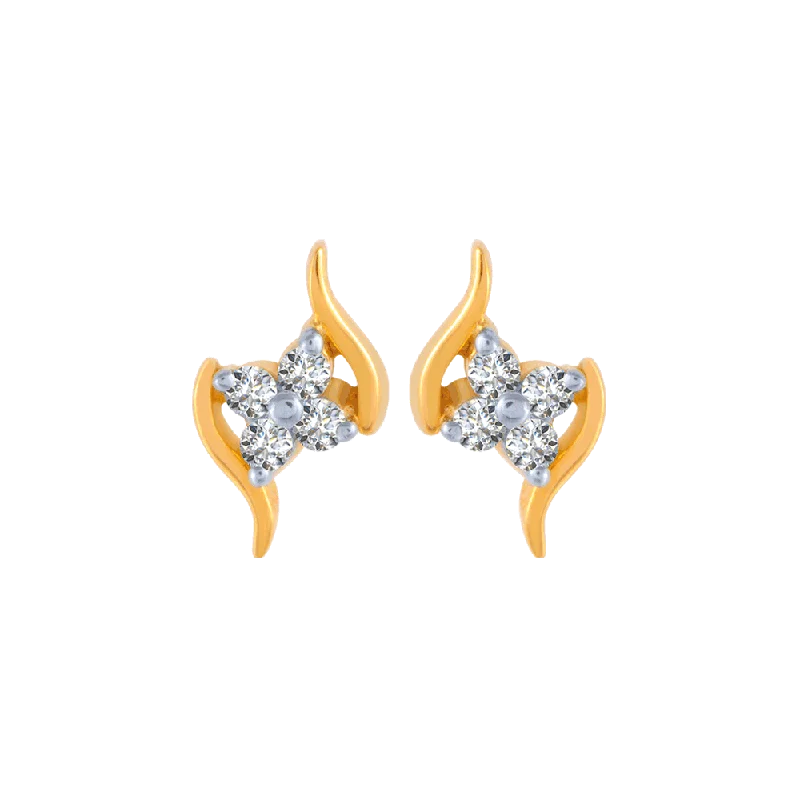 18KT (750) Yellow Gold And Diamond Stud Earrings For Women