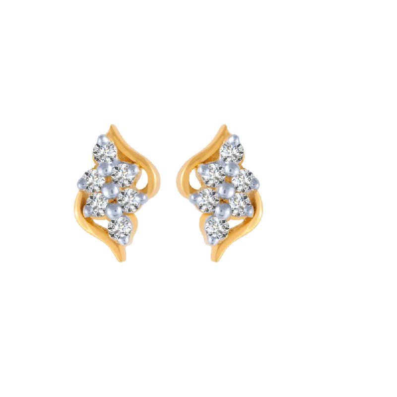 18KT (750) Yellow Gold And Diamond Stud Earrings For Women