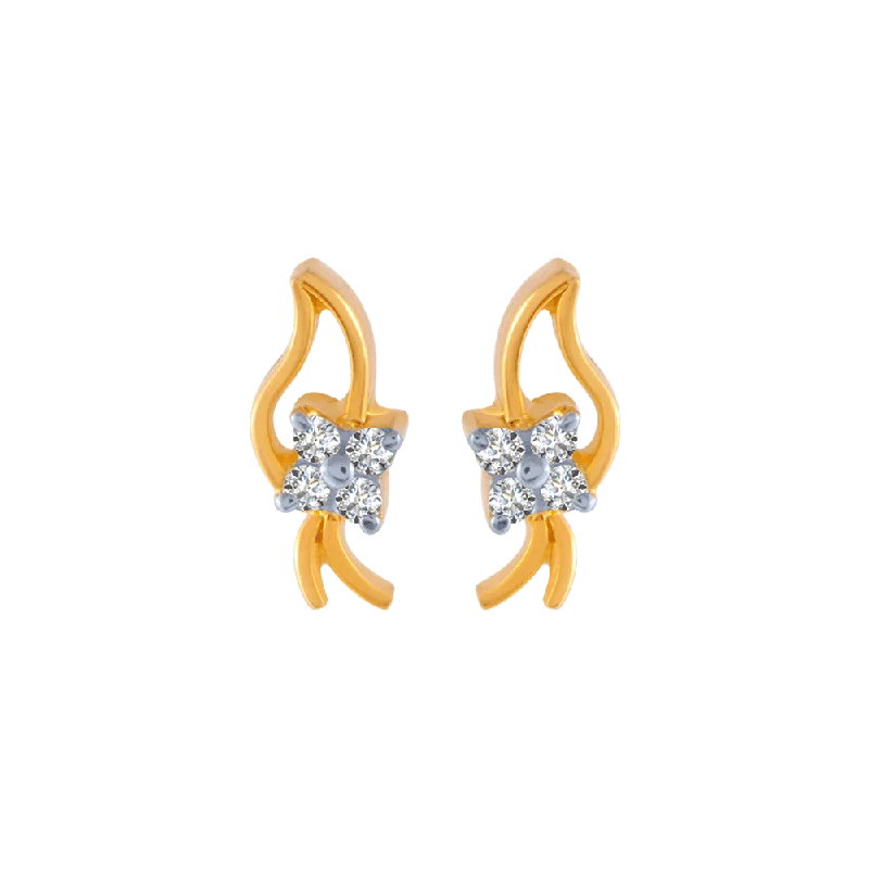 18KT (750) Yellow Gold And Diamond Stud Earrings For Women