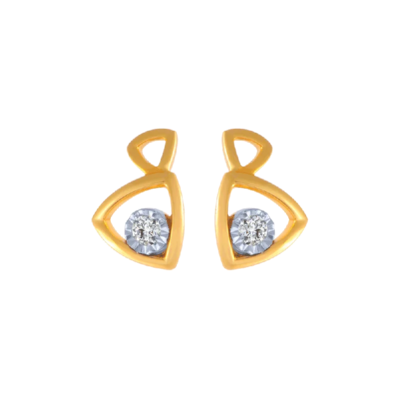 18KT (750) Yellow Gold And Diamond Stud Earrings For Women