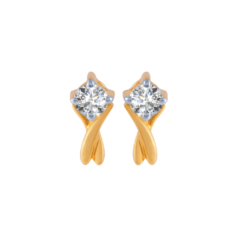 18KT (750) Yellow Gold And Diamond Stud Earrings For Women