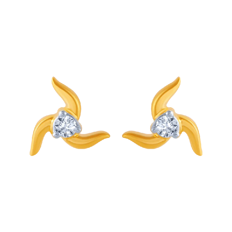 18KT (750) Yellow Gold And Diamond Stud Earrings For Women