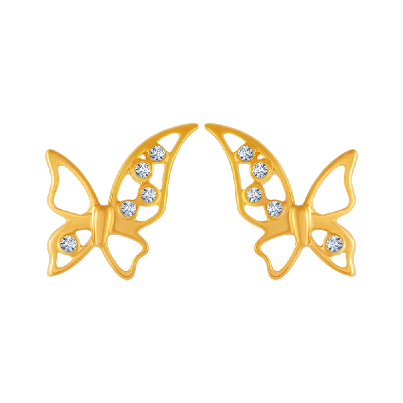 18KT (750) Yellow Gold And Diamond Stud Earrings For Women